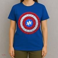 Captain Autism Puzzle Shield T-Shirt thumb 4