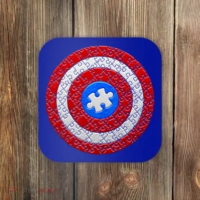 Captain Autism Puzzle Shield Coaster