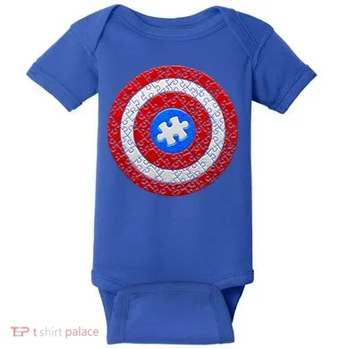 Captain Autism Puzzle Shield Baby Bodysuit