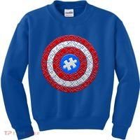 Captain Autism Puzzle Shield Kids Sweatshirt thumb 0