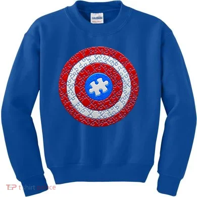 Captain Autism Puzzle Shield Kids Sweatshirt