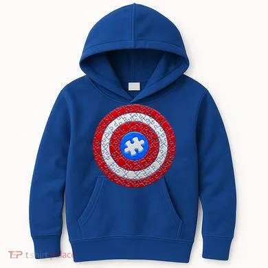 Captain Autism Puzzle Shield Kids Hoodie