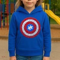 Captain Autism Puzzle Shield Kids Hoodie thumb 3