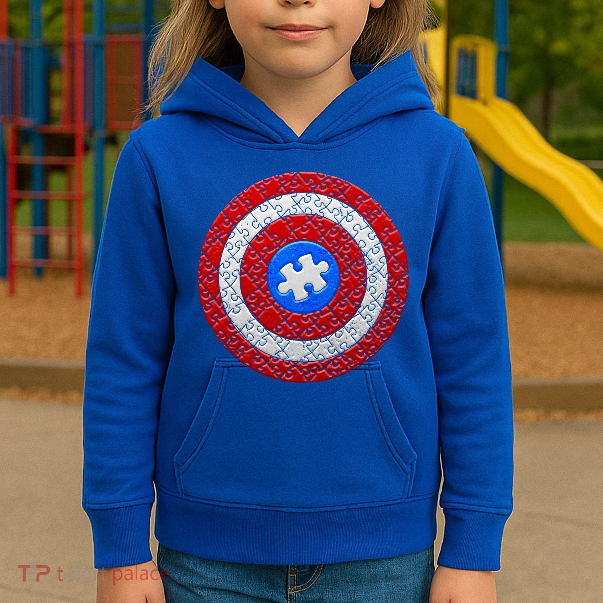 Captain Autism Puzzle Shield Kids Hoodie
