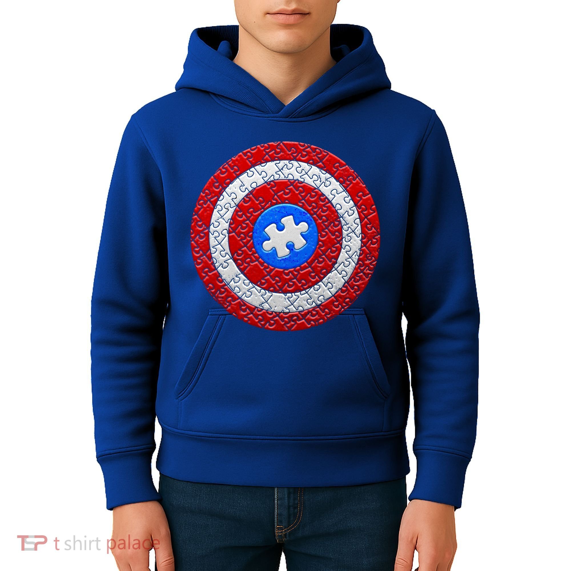 Captain Autism Puzzle Shield Kids Hoodie