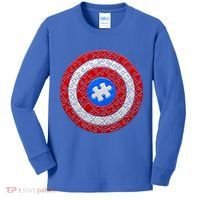 Captain Autism Puzzle Shield Kids Long Sleeve Shirt thumb 0