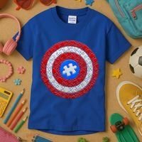 Captain Autism Puzzle Shield Kids T-Shirt thumb 3