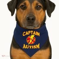 Captain Autism Superhero Logo USA-Made Doggie Bandana thumb 1