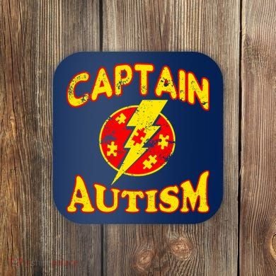 Captain Autism Superhero Logo Coaster