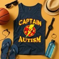 Captain Autism Superhero Logo Tank Top thumb 4