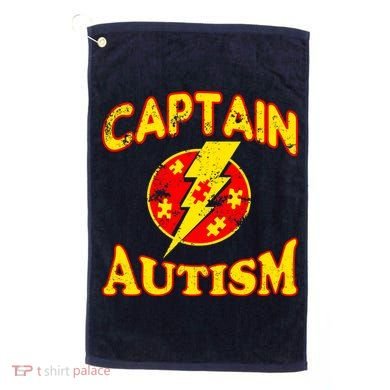 Captain Autism Superhero Logo Golf Towel