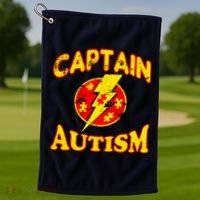 Captain Autism Superhero Logo Golf Towel thumb 1
