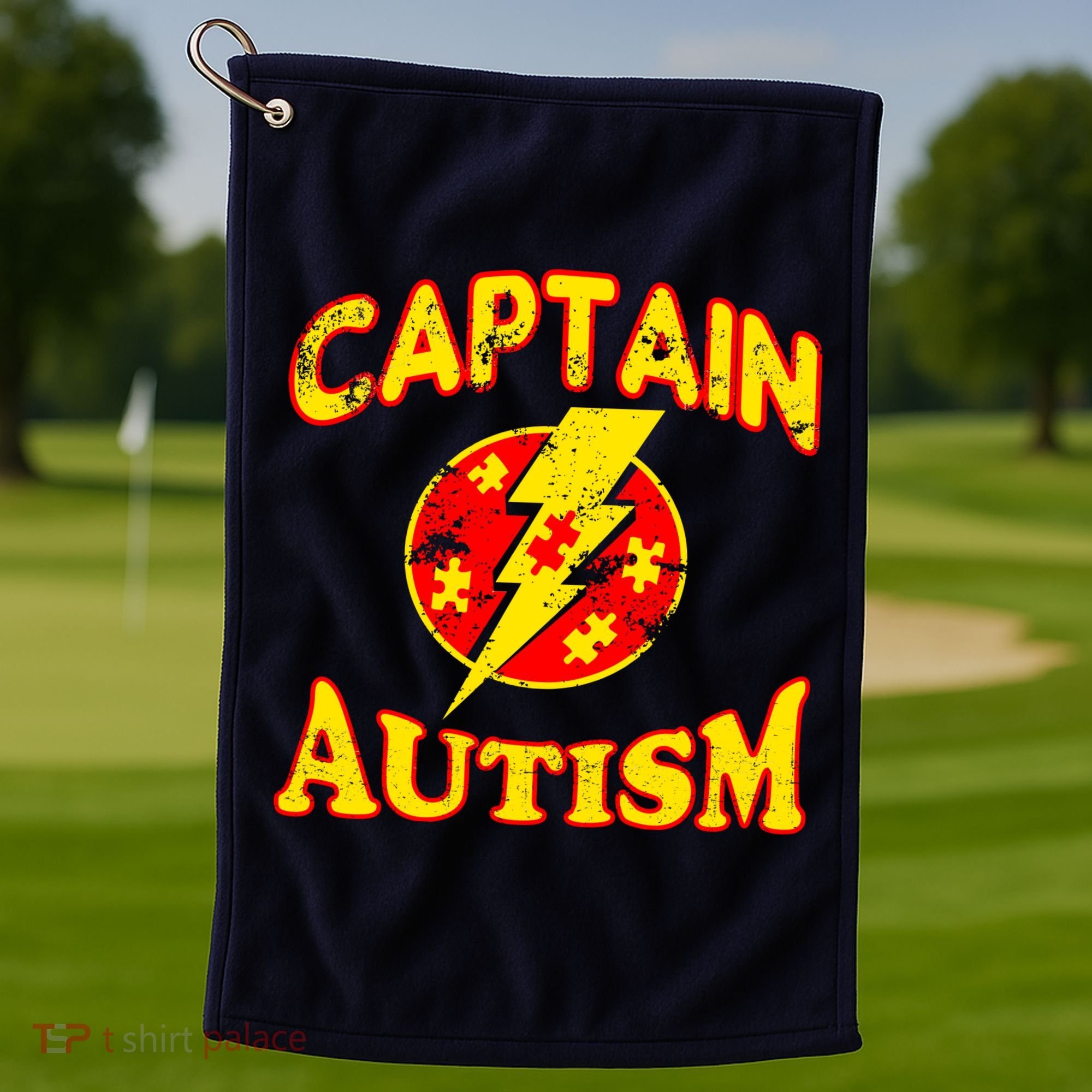 Captain Autism Superhero Logo Golf Towel