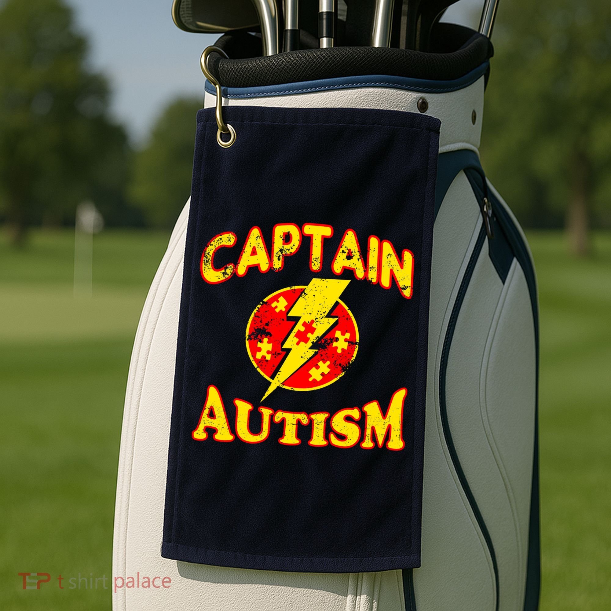 Captain Autism Superhero Logo Golf Towel
