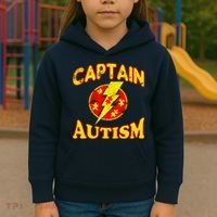 Captain Autism Superhero Logo Kids Hoodie thumb 3