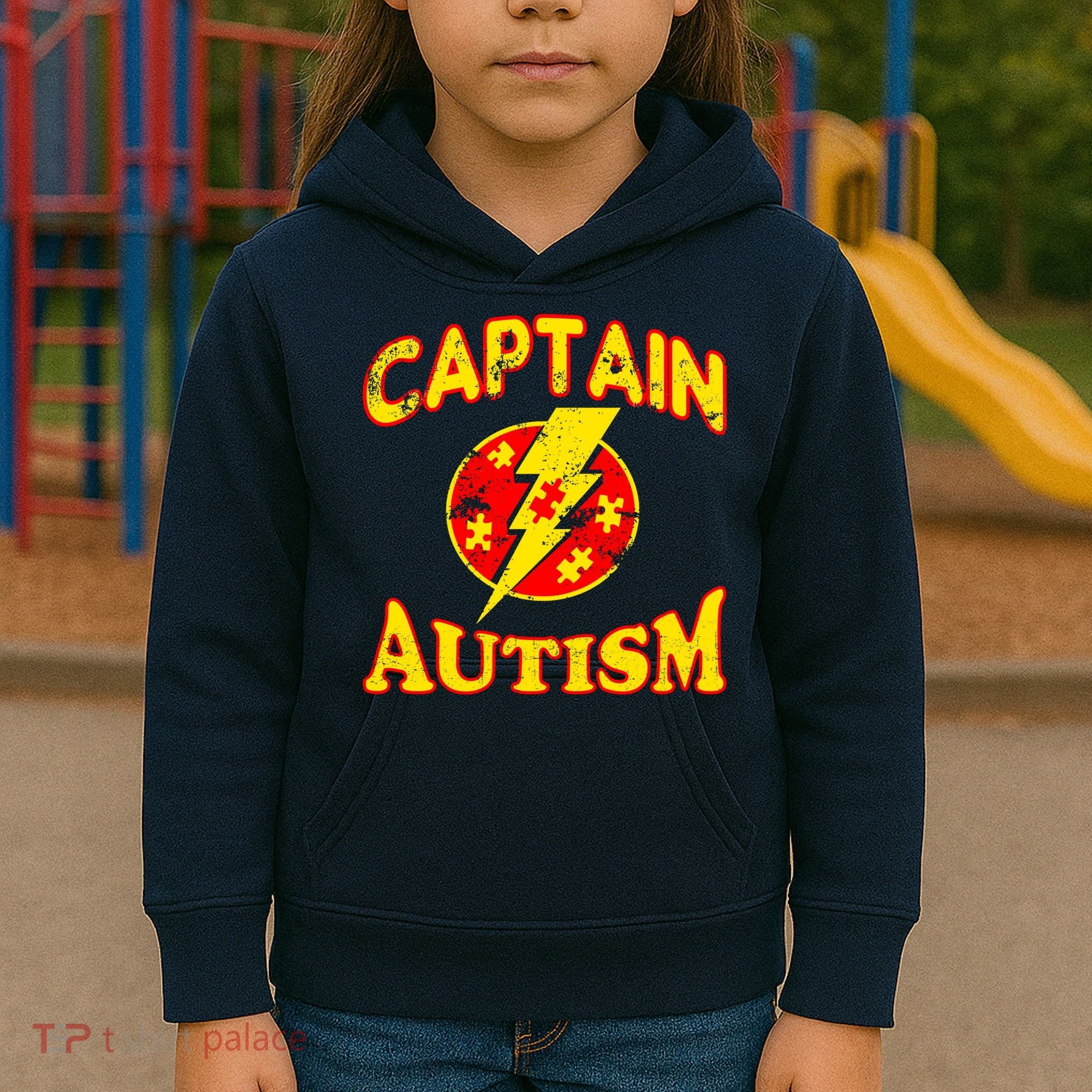 Captain Autism Superhero Logo Kids Hoodie