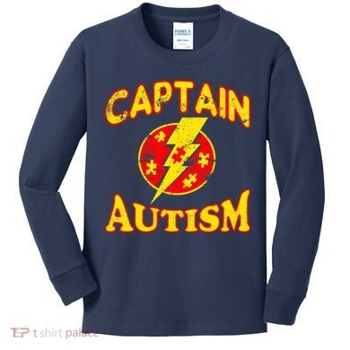 Captain Autism Superhero Logo Kids Long Sleeve Shirt