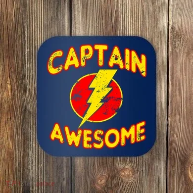 Captain Awesome Comic Logo Coaster