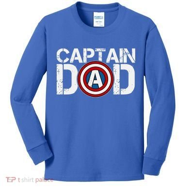 Captain Dad Super Hero Father's Day Kids Long Sleeve Shirt