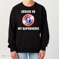 Captain Jesus Is My Superhero Cross Logo Women's Sweatshirt thumb 0