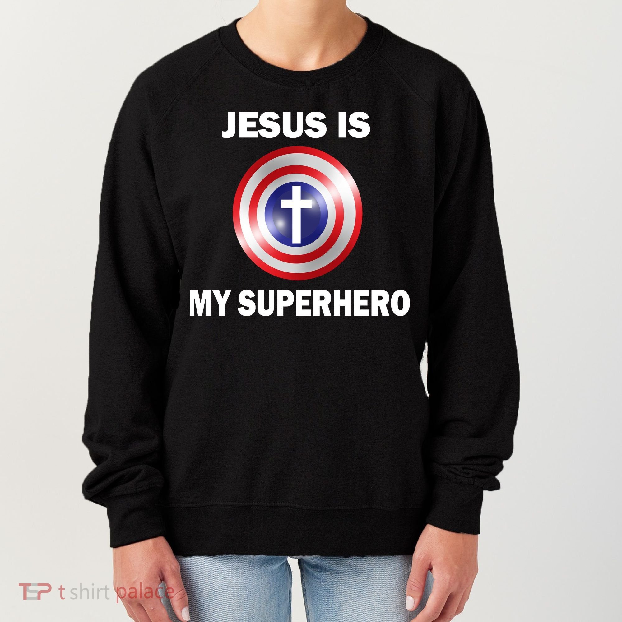 Captain Jesus Is My Superhero Cross Logo Women's Sweatshirt