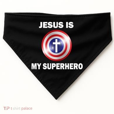 Captain Jesus Is My Superhero Cross Logo USA-Made Doggie Bandana