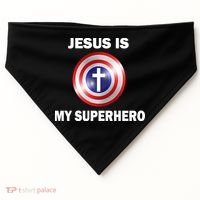Captain Jesus Is My Superhero Cross Logo USA-Made Doggie Bandana thumb 0