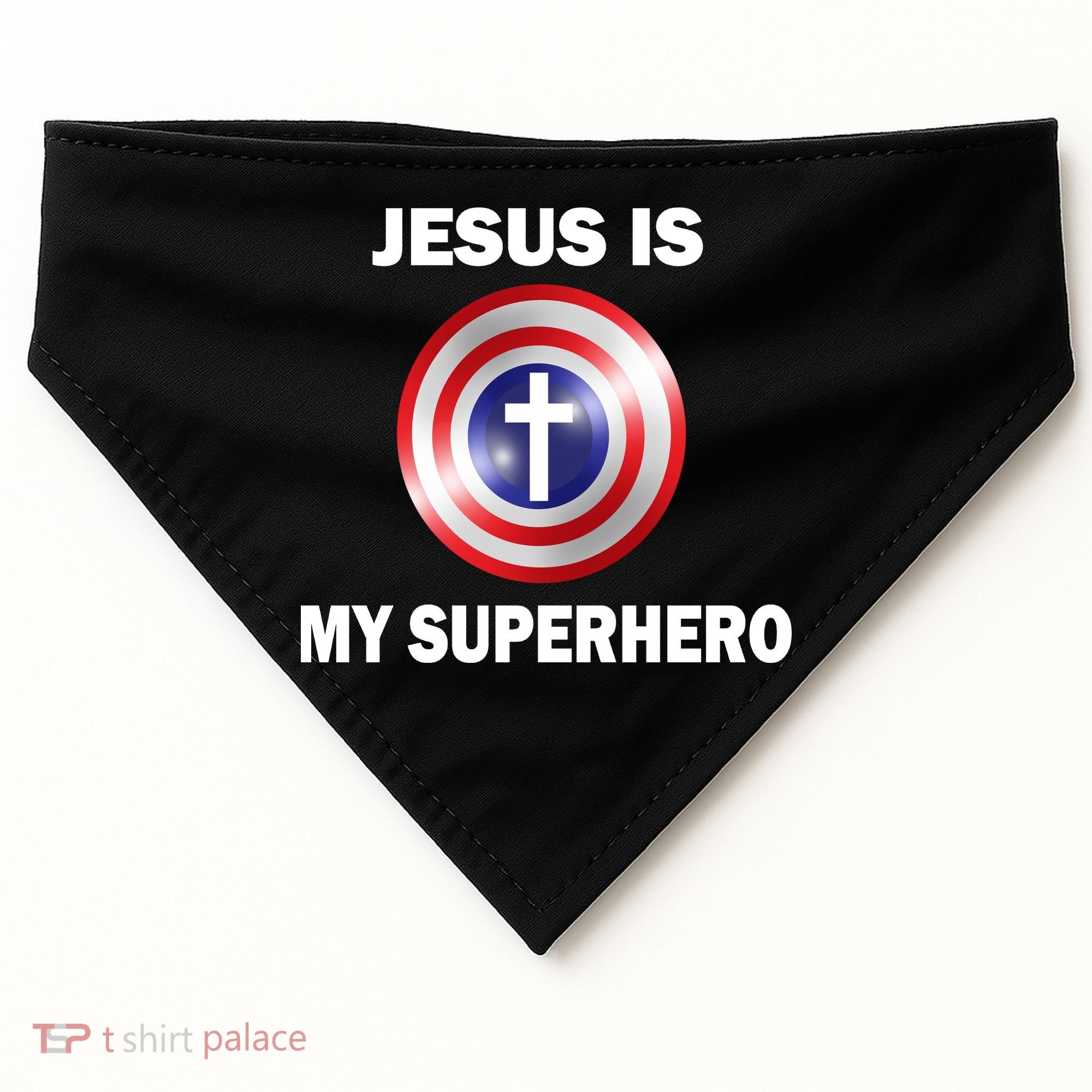 Captain Jesus Is My Superhero Cross Logo USA-Made Doggie Bandana