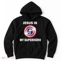 Captain Jesus Is My Superhero Cross Logo Hoodie thumb 0