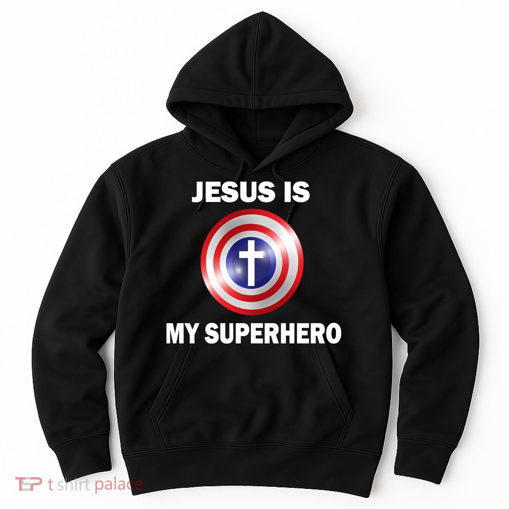 Captain Jesus Is My Superhero Cross Logo Hoodie