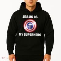 Captain Jesus Is My Superhero Cross Logo Hoodie thumb 2