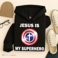Captain Jesus Is My Superhero Cross Logo Hoodie thumb 4