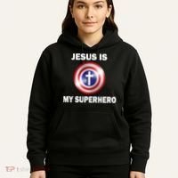 Captain Jesus Is My Superhero Cross Logo Hoodie thumb 5