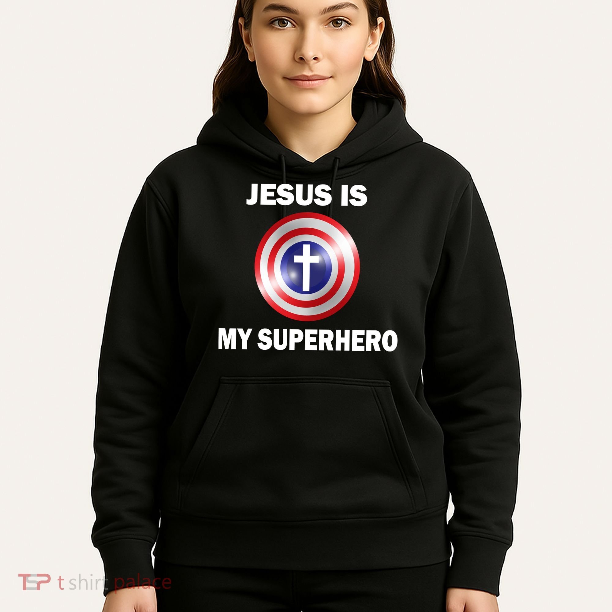 Captain Jesus Is My Superhero Cross Logo Hoodie