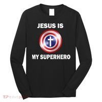 Captain Jesus Is My Superhero Cross Logo Long Sleeve Shirt thumb 0
