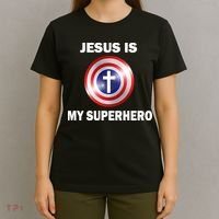 Captain Jesus Is My Superhero Cross Logo T-Shirt thumb 4