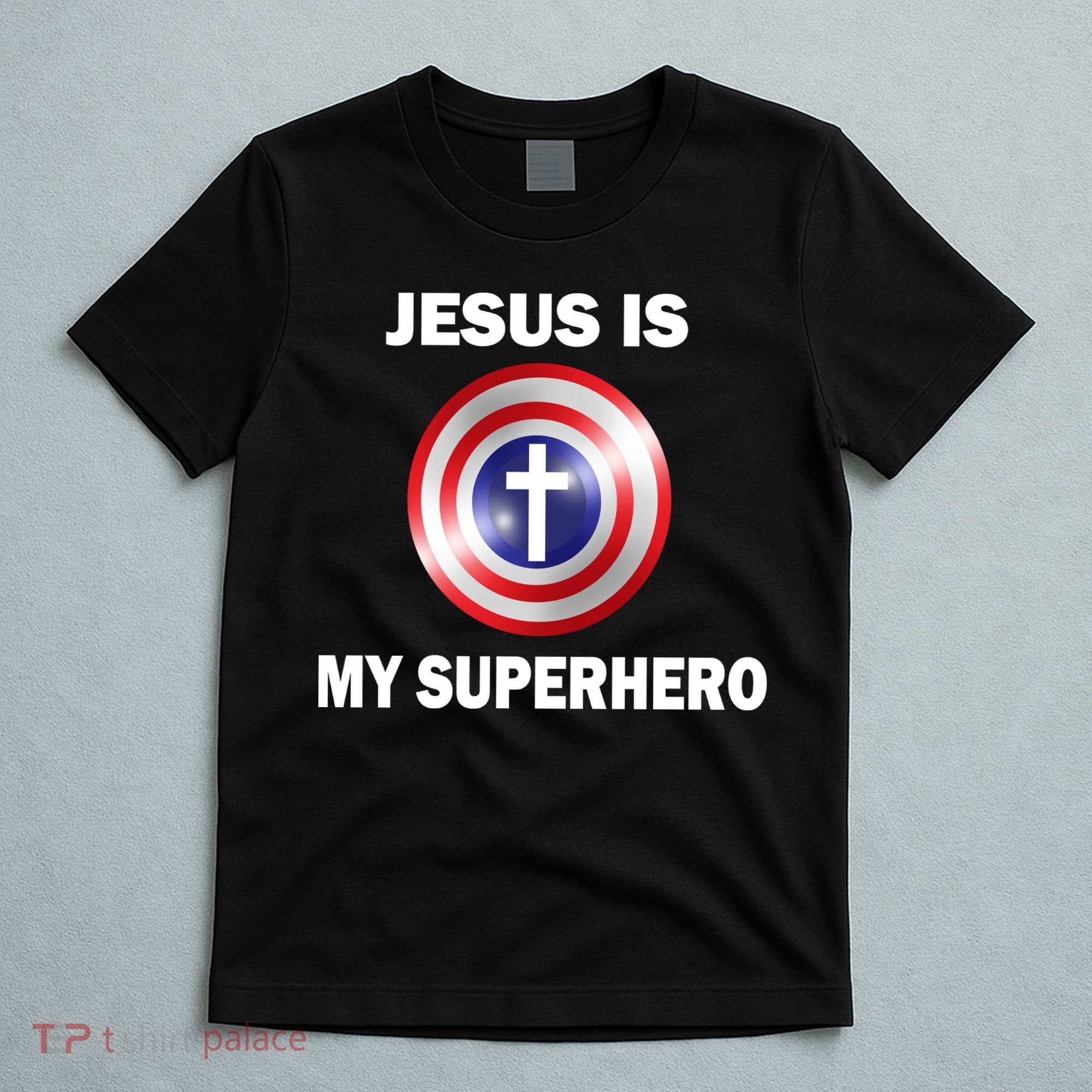 Captain Jesus Is My Superhero Cross Logo T-Shirt