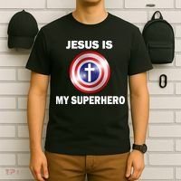 Captain Jesus Is My Superhero Cross Logo T-Shirt thumb 6