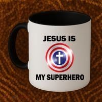 Captain Jesus Is My Superhero Cross Logo Coffee Mug thumb 2