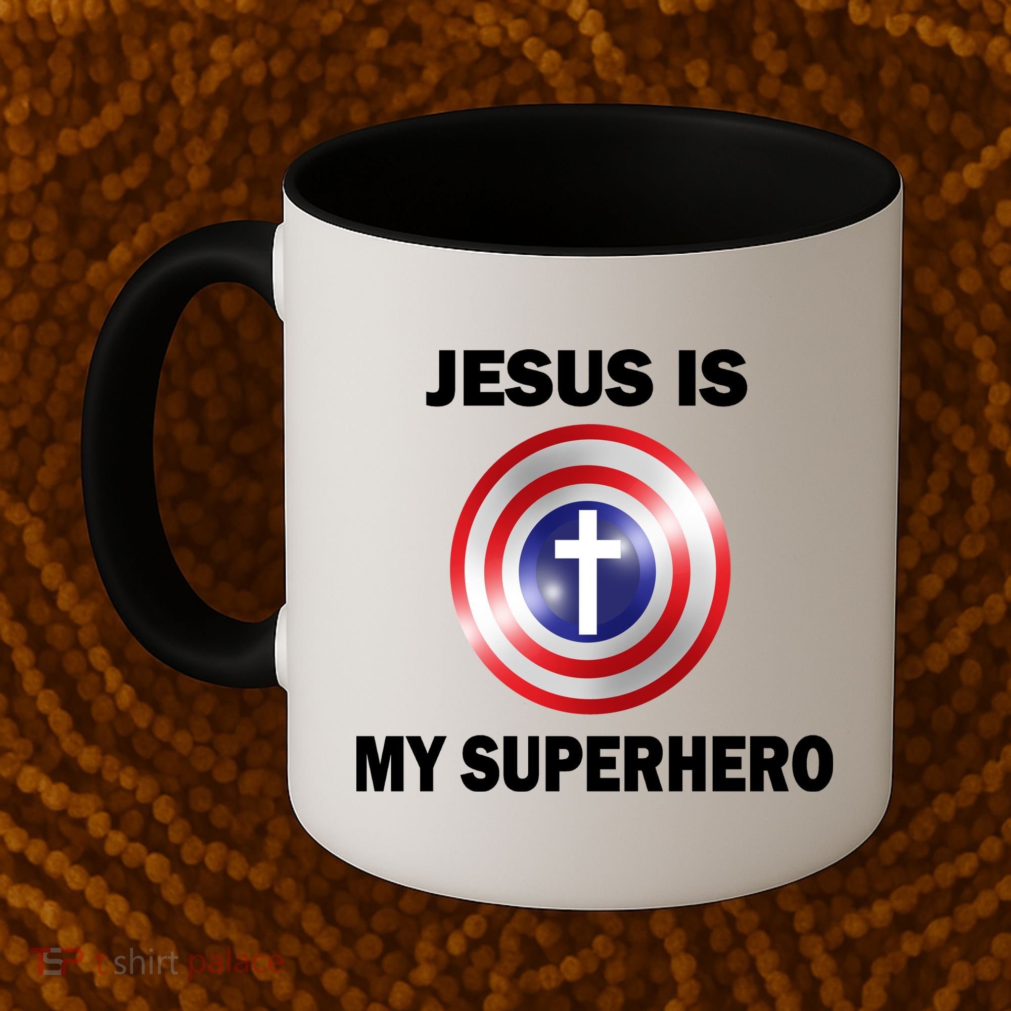 Captain Jesus Is My Superhero Cross Logo Coffee Mug