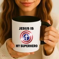 Captain Jesus Is My Superhero Cross Logo Coffee Mug thumb 3