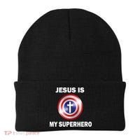 Captain Jesus Is My Superhero Cross Logo Beanie thumb 0
