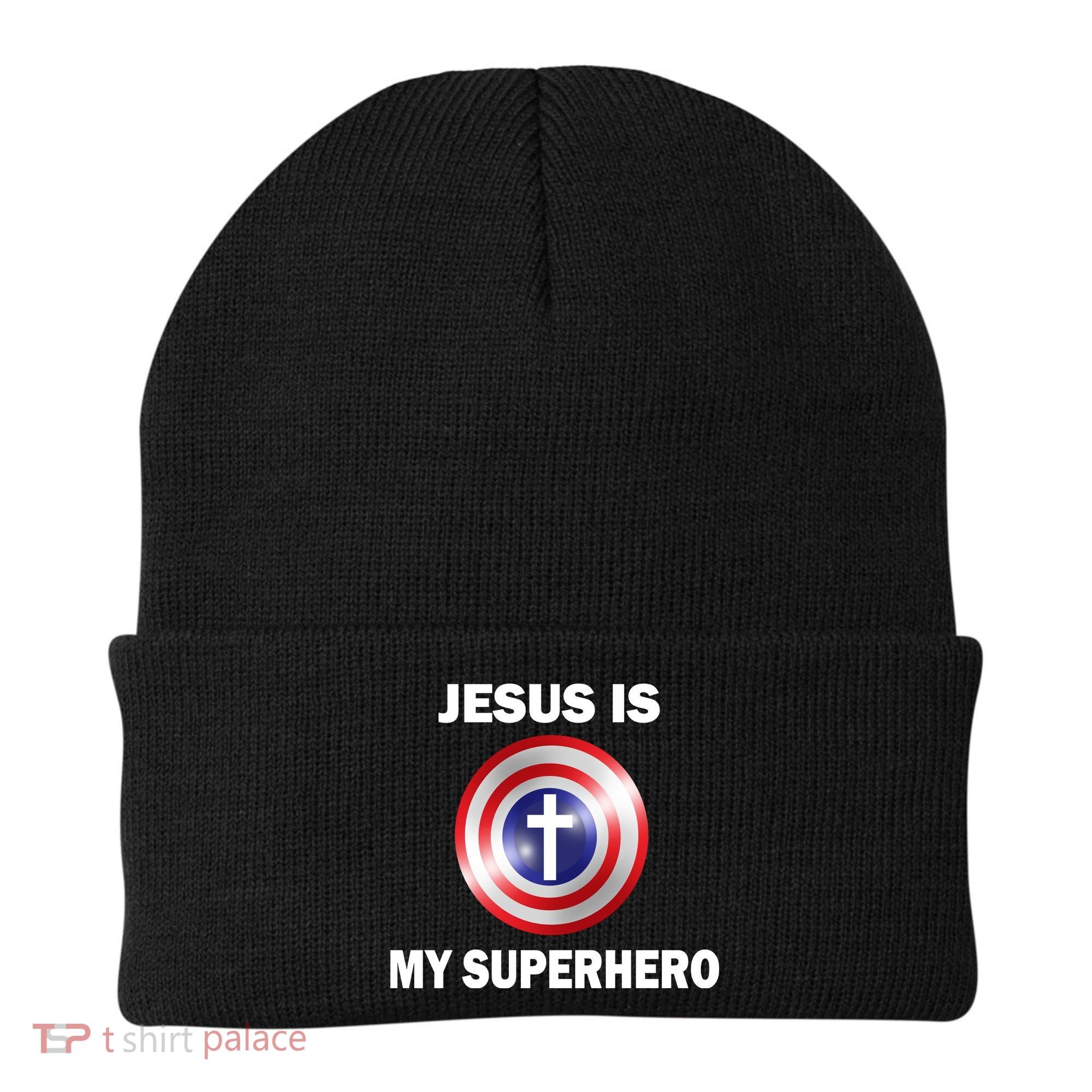 Captain Jesus Is My Superhero Cross Logo Beanie