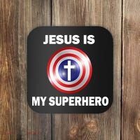 Captain Jesus Is My Superhero Cross Logo Coaster thumb 0