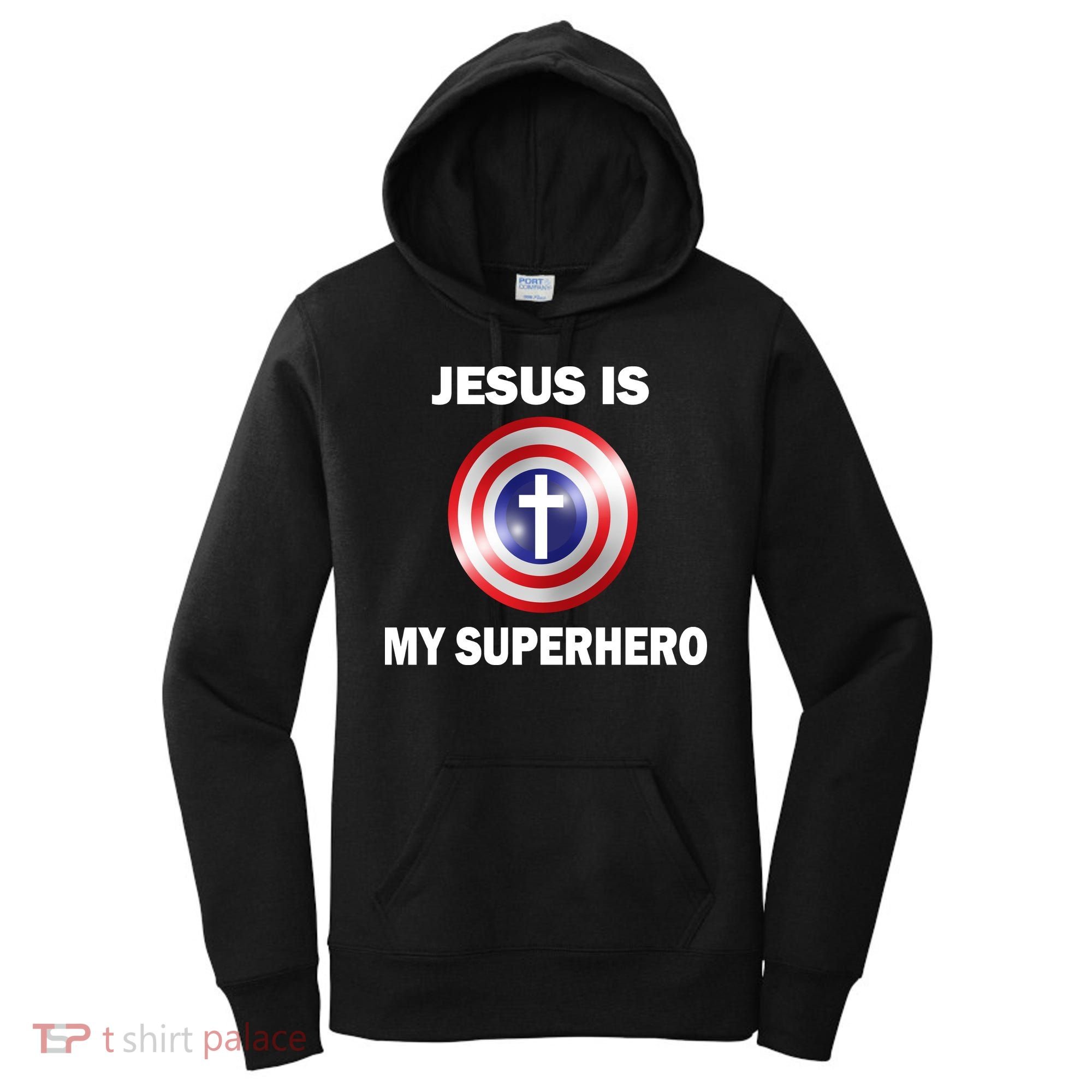 Captain Jesus Is My Superhero Cross Logo Women's Hoodie