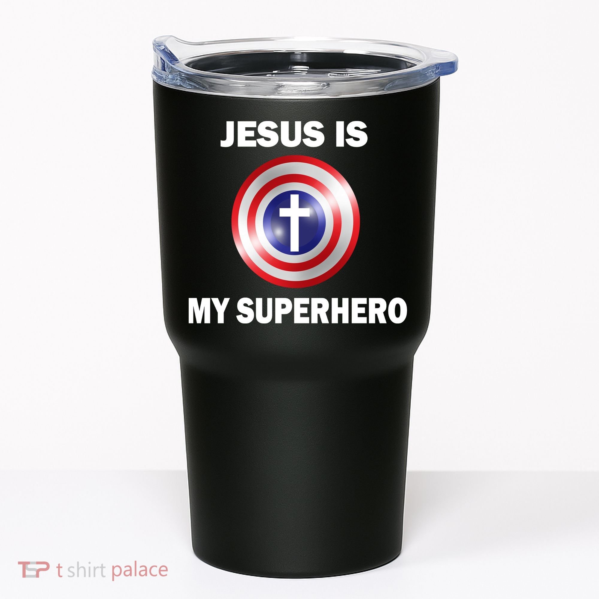 Captain Jesus Is My Superhero Cross Logo Tumbler