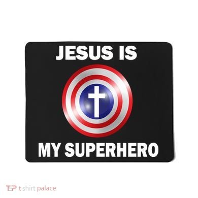 Captain Jesus Is My Superhero Cross Logo Mousepad