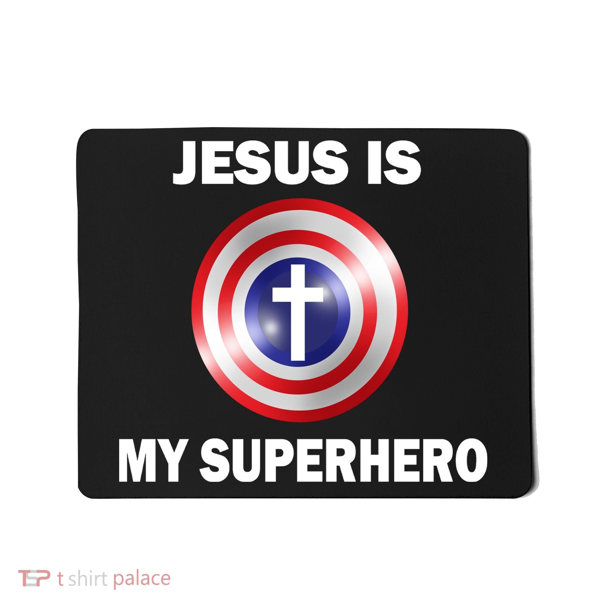 Captain Jesus Is My Superhero Cross Logo Mousepad