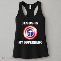 Captain Jesus Is My Superhero Cross Logo Women's Tank Top thumb 3