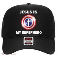 Captain Jesus Is My Superhero Cross Logo Hat thumb 0